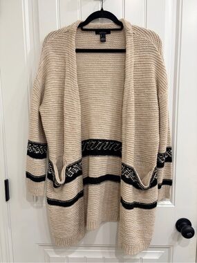 Urban Heritage Cream & Black Striped Open-Front Cardigan